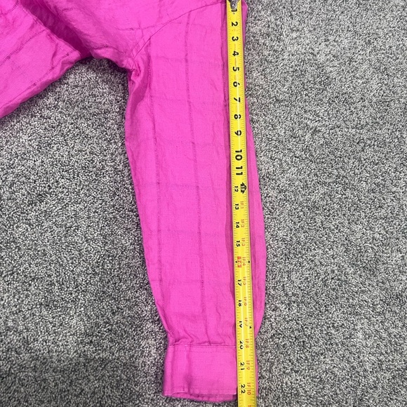 Lauren Ralph Lauren Women’s 100% Linen Roll Tab Sleeve Pink shirt Blouse Large - Picture 6 of 9